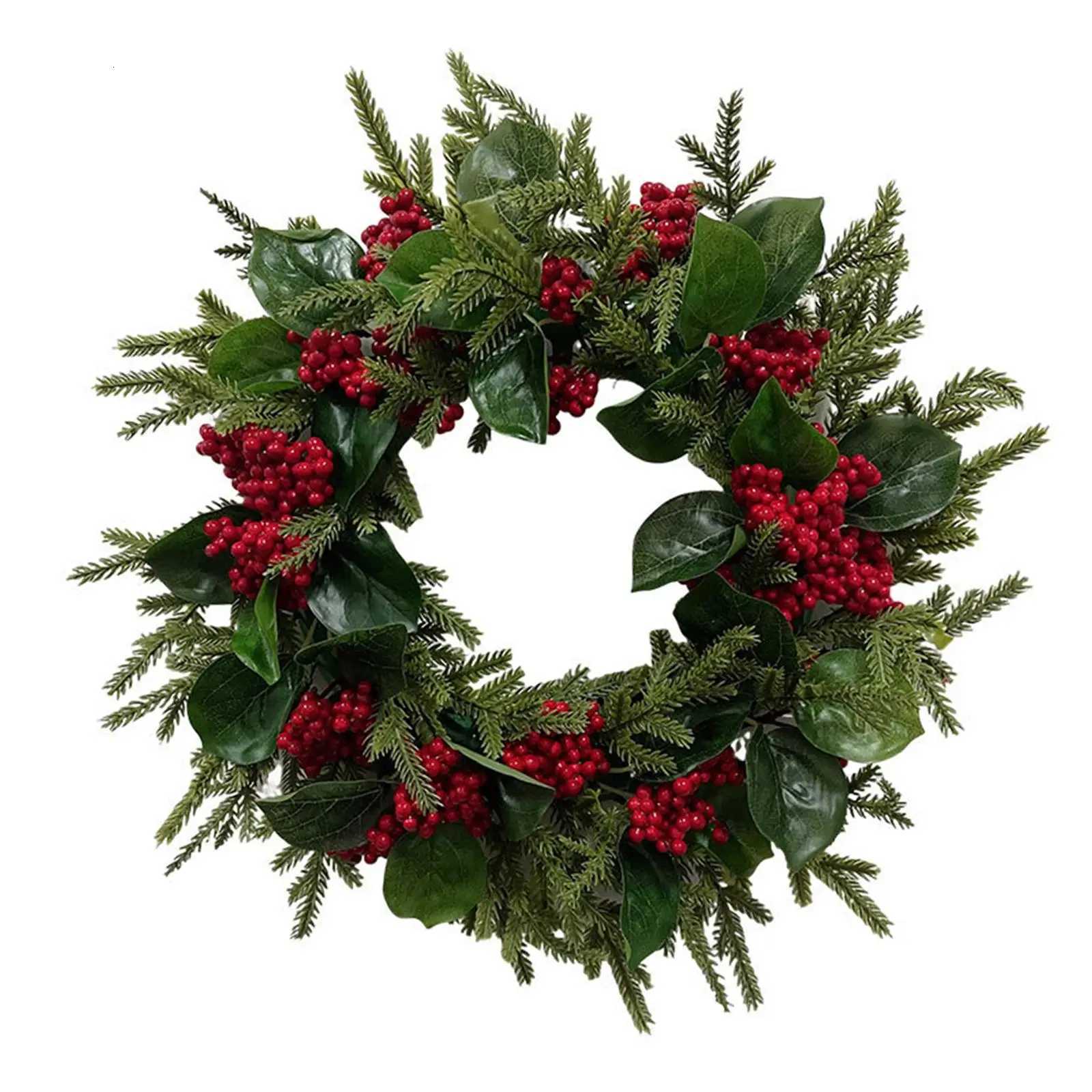 Christmas Wreath Front Door with Red Berries Home Decor Artificial Floral Wreath for New Year Farmhouse Holiday Window OutdoorM251115