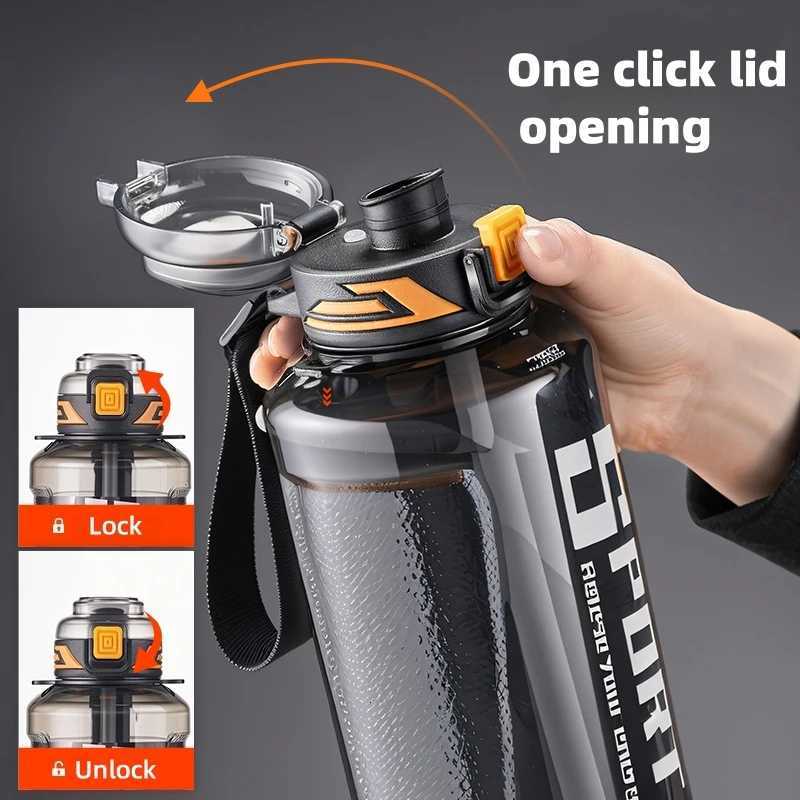 1000ml/1500ml Large Capacity Sports Water Bottle LeakProof Plastic Drinking Bottles Outdoor Travel Cycling Hiking Gym DrinkwareW251114
