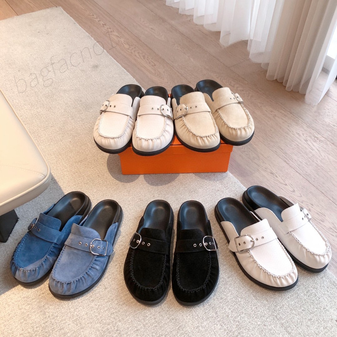 Slippers Chypre Sandal Designer Women and Men Muller shoes Sliders Flip Flops Flat Sandals for Beach Comfort Calfskin Leather Natural Suede Goatskin in with 35-45