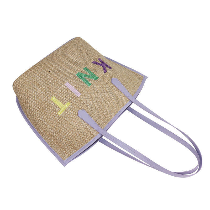 Handmade Beach Bag Single Shoulder Mat Cotton Thread Lafite Rattan French Handmade Grass Woven Bag, Beach Bag For Women Kq2