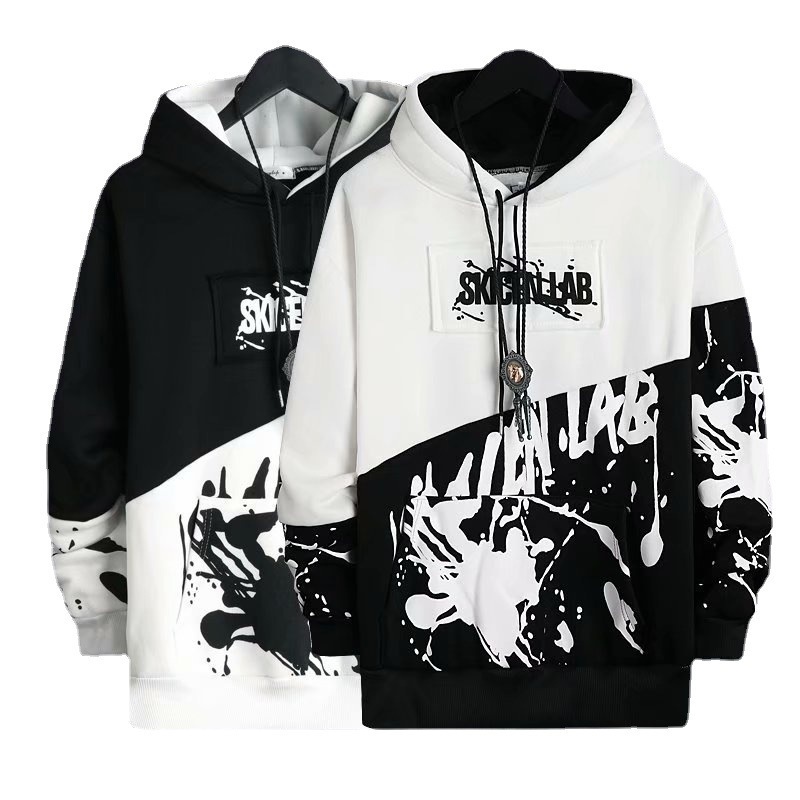 Hip hop splash ink Hoodie mens trend long sleeve top in spring and autumn new loose coat Hoodie