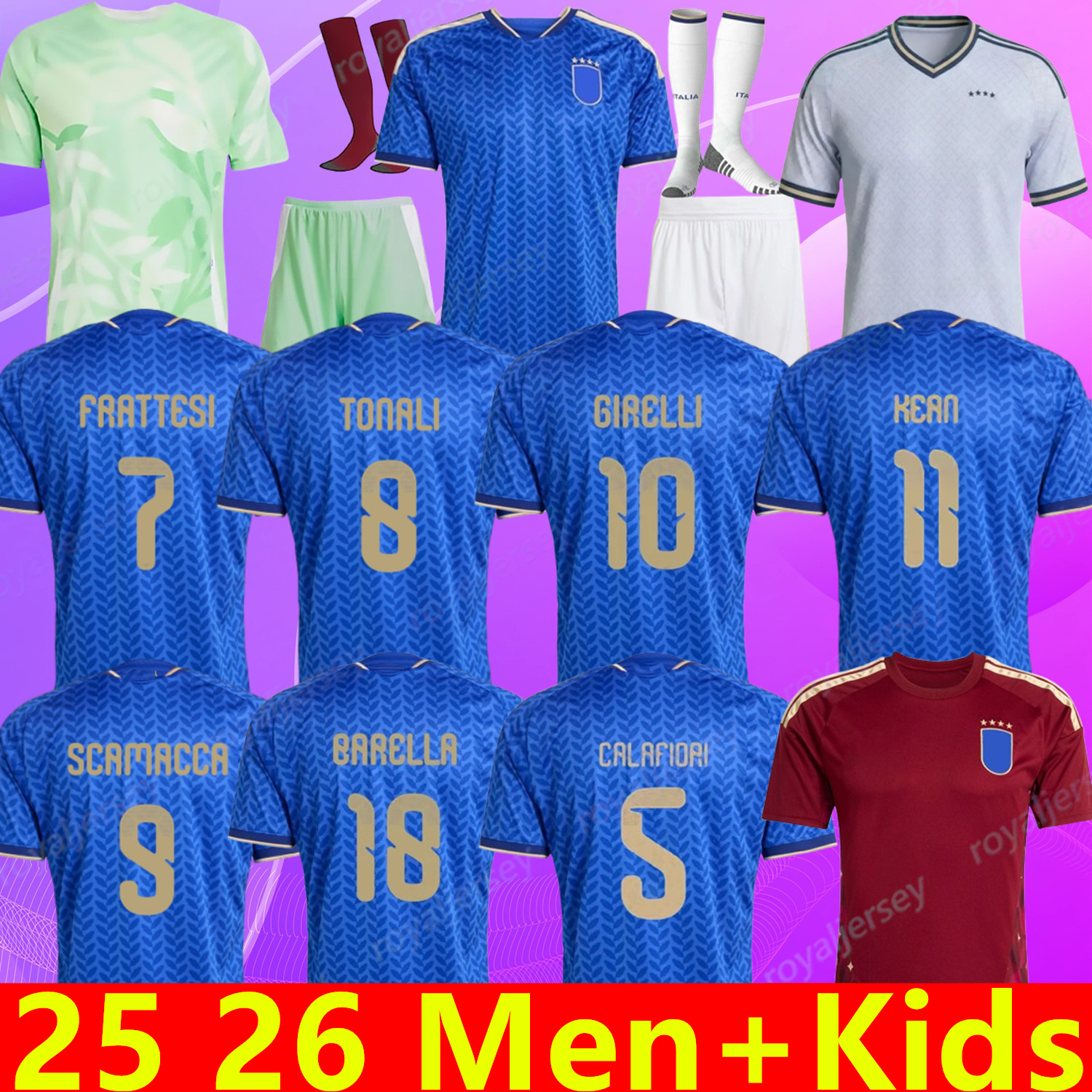 2025 2026 Italy maglia Soccer Jerseys RASPADORI Orsolini Casadei FRATTESI BARELLA Jerseys RETEGUI Tonali Italia Jerseys 25 26 27 Football Shirt Men Kids Kit