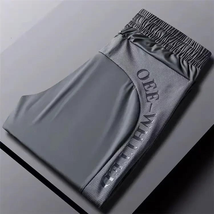 Mens Ice Silk Pants Summer Thin Quick Drying Sports Leisure Loose and Breathable Air Conditioning Trouser 250410