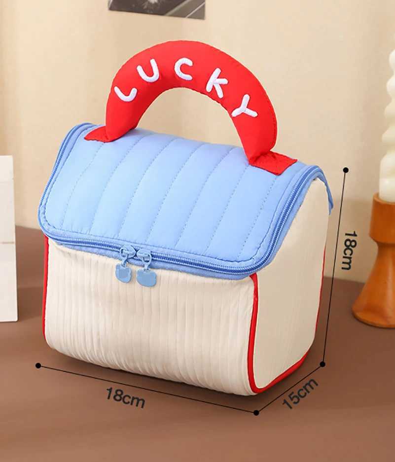 Cute Home Makeup Bag Womens Zipper Thick Toilet Bag Portable Large Capacity Travel Lipstick Napkin Storage BagXJ250415