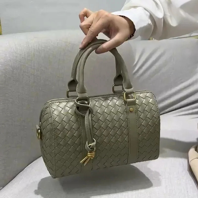 autumn and winter Argyllcow leather woven business commuting handbag cross body shoulder bag pillow bag 250410