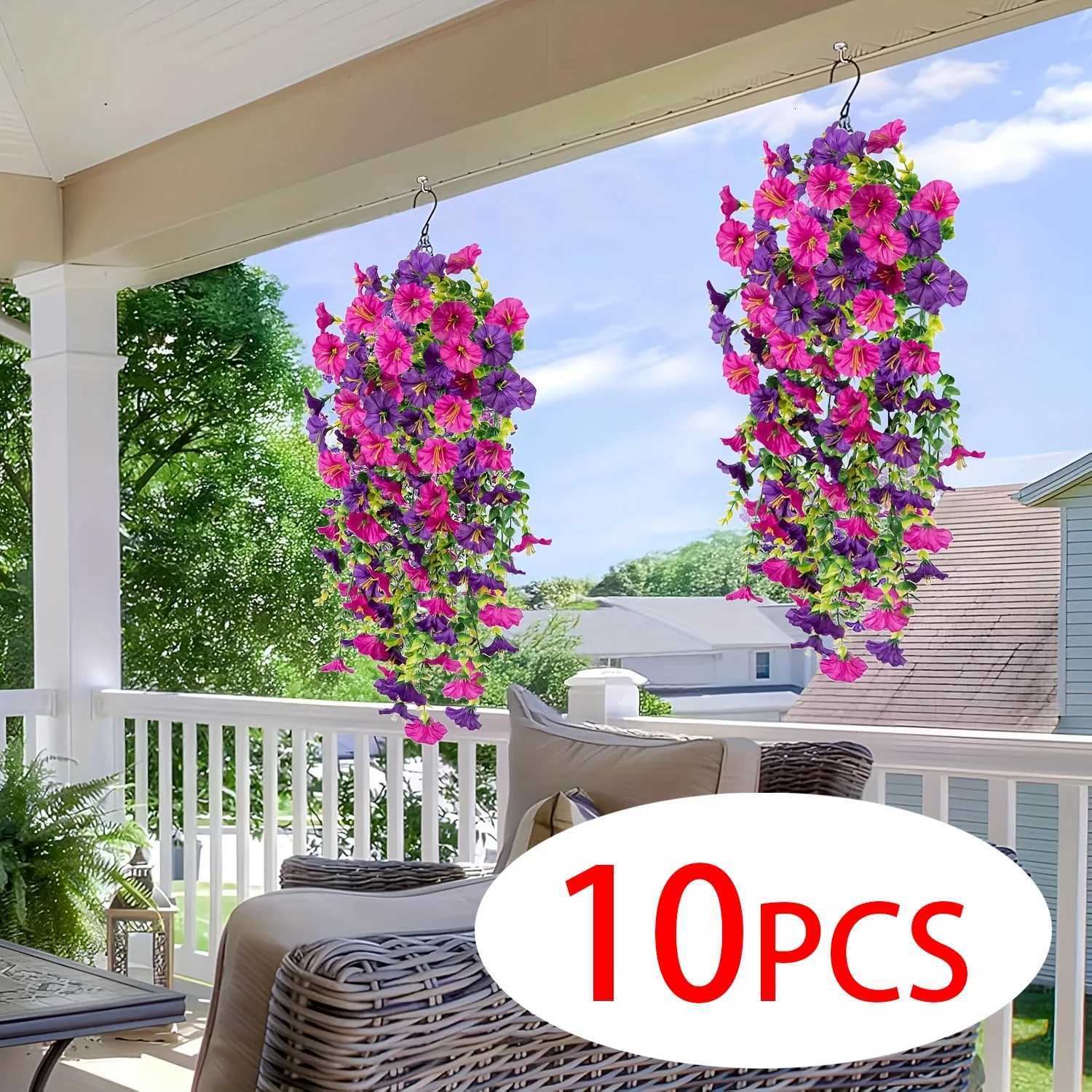 1-10pcs UV-Resistant Artificial Morning Glory Eucalyptus Hanging Wall Door Decoration For Home Garden Wedding Versatile OutdoorM251115