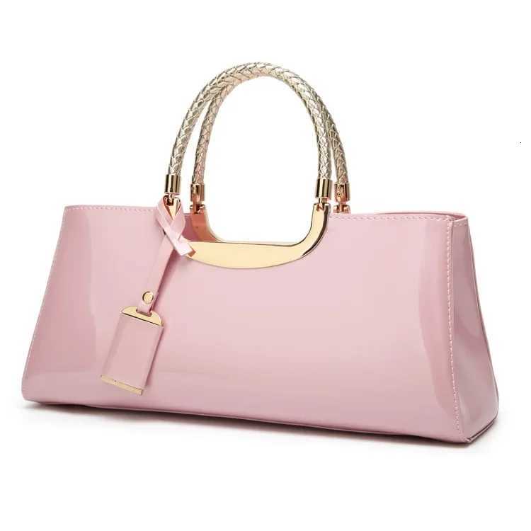 European and American fashion light glue lacquer leather portable womens bag one shoulder wedding bag bride bag banquet bagW251115