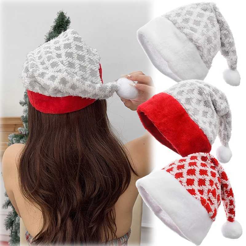 Christmas Hat Diamond Jacquard 3D Flannel Thick Warm Plush Holiday Party Decoration Adult Kids Xmas Winter Soft Comfortable Hat Y251115