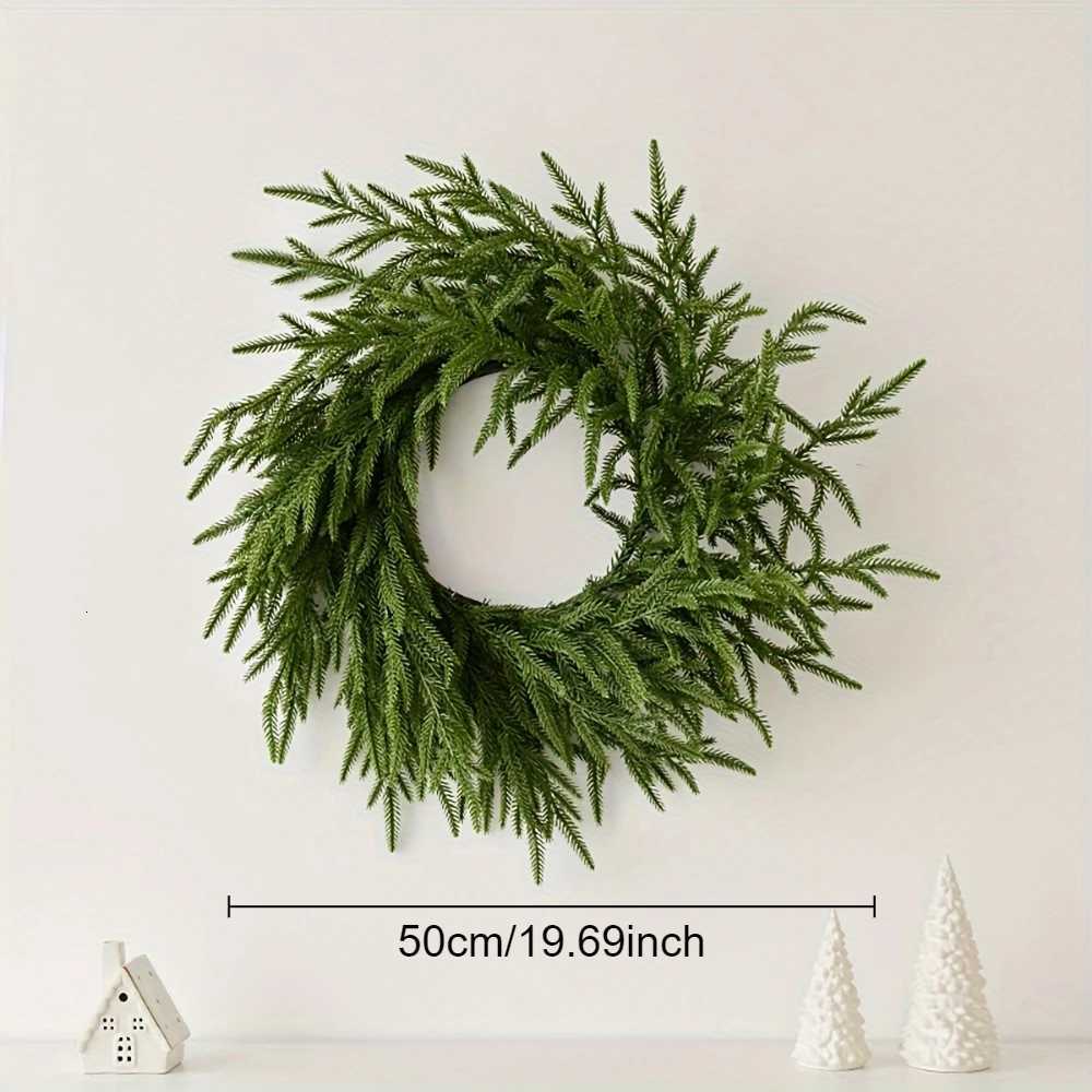 24 Inch Christmas Wreath for Front Door Norfolk Pine Wreath for Home Porch Window Wall Farmhouse Decor Green Wreath Front DoorM251115
