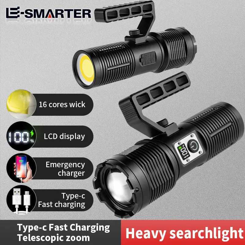 16 Core LED Portable Lanterns Telescopic Zoomable Flashlight High Power Tactical Hunting Torch Emergency Spotlight 18650 Battery M251115