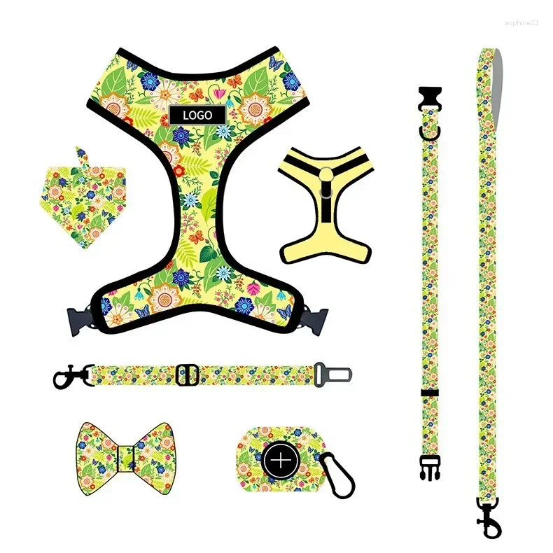 Update Pet Products Dog Leash Vest Type Printed Strap Set Small And Medium Neck Ring Walking Rope