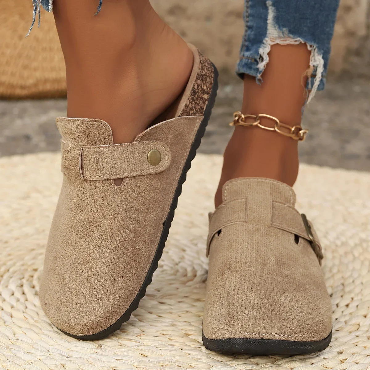 Women Slippers Summer Fashion Suede Slippers Outdoor Mules Shoes Beach Sandals Home Slides Women Zapatos De Mujer 250411