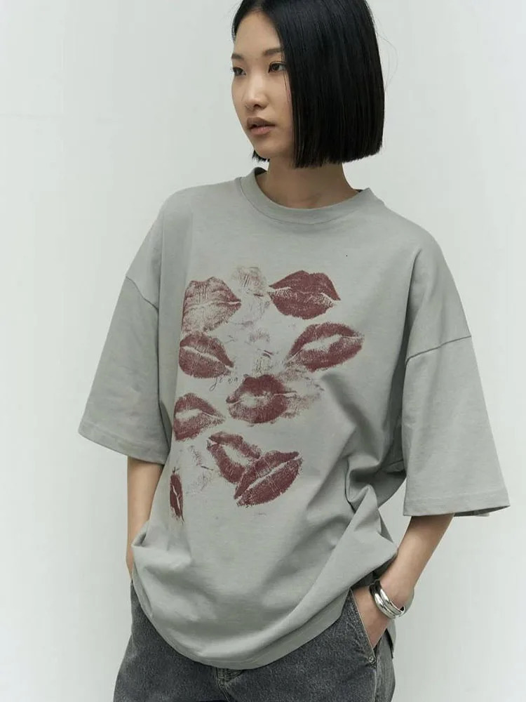 Blessyuki Harajuku Heart Printed Women T Shirts 100% Cotton Plus-size Casual Streetwear Tees Female Oversized Summer T 250415