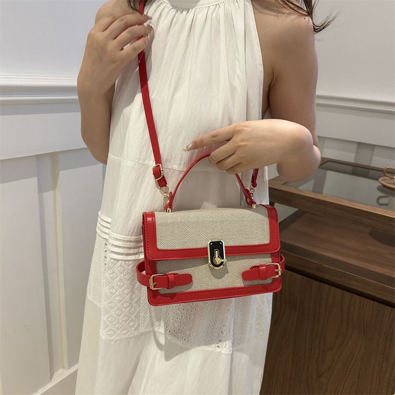 Women's Contrast Color This Year Popular Trend Ins Hand Held Single Shoulder Crossbody Ladies Small Square Bag