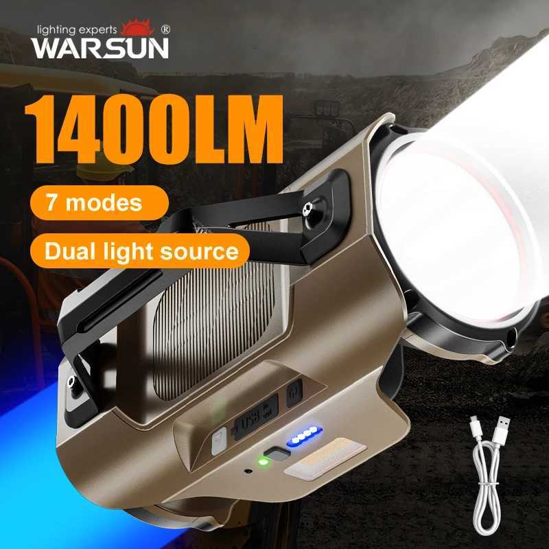 WARSUN 1400LM Dual Light Headlamp with 10 Modes Hand Sensor IPX5 Water Resistant Adjustable Holder for Camping and Hiking M251115