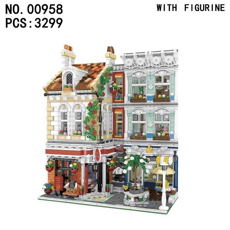 Model Town Layout Collection Featuring a Realistic Gem Cycle Emporium Structure Made of Small -Like Pieces