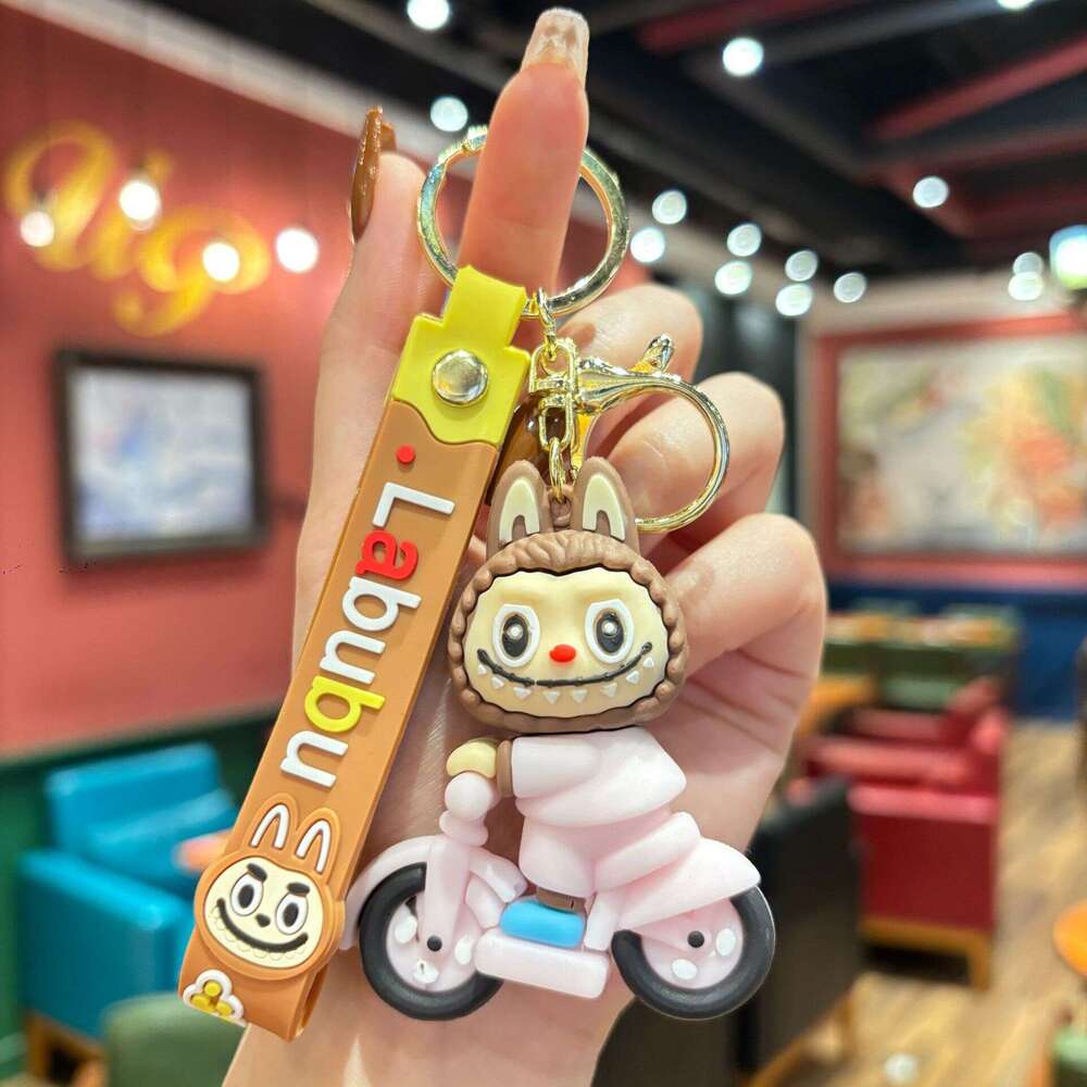 Cartoon Labubu Keychain Plush Doll 3D Keychain Backpack Charm Student Keyring
