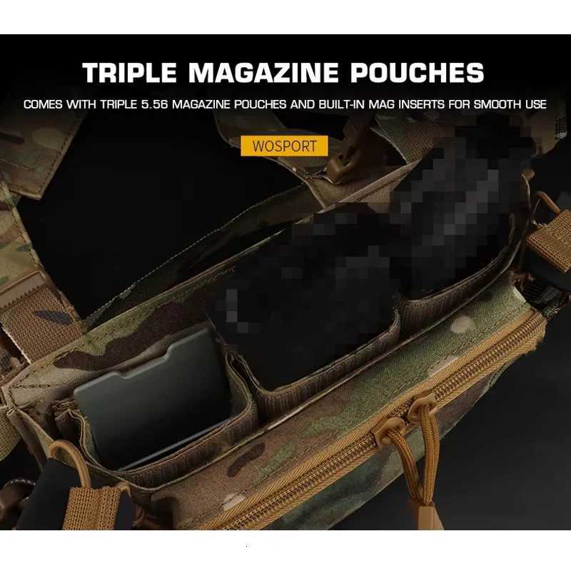 300D Nylon D3CM Chest Rig with Triple 5.56 Mag Pack Outdoor CS Game Hunting Accessories Tactical Vest Accessories Bag XJ251114