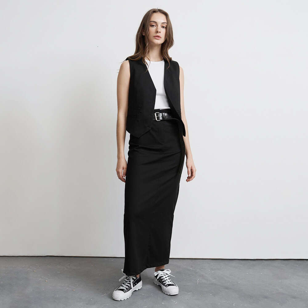 hoodie Mmwomen's Wear Button Long Suit Summer , New Solid Color Vest Half Skirt Set For Women jacket
