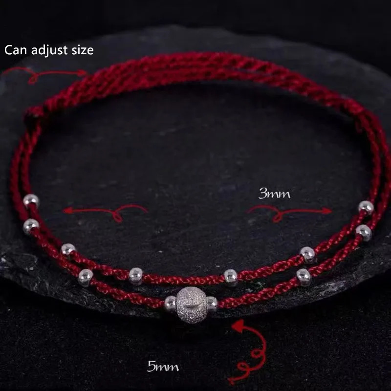 Lucky Silver Bead Rope Necklace Decorative Accessories Adjust Size Tie Feet Friends Gift Lucky Simple Necklace Personalized Jewelry 250408