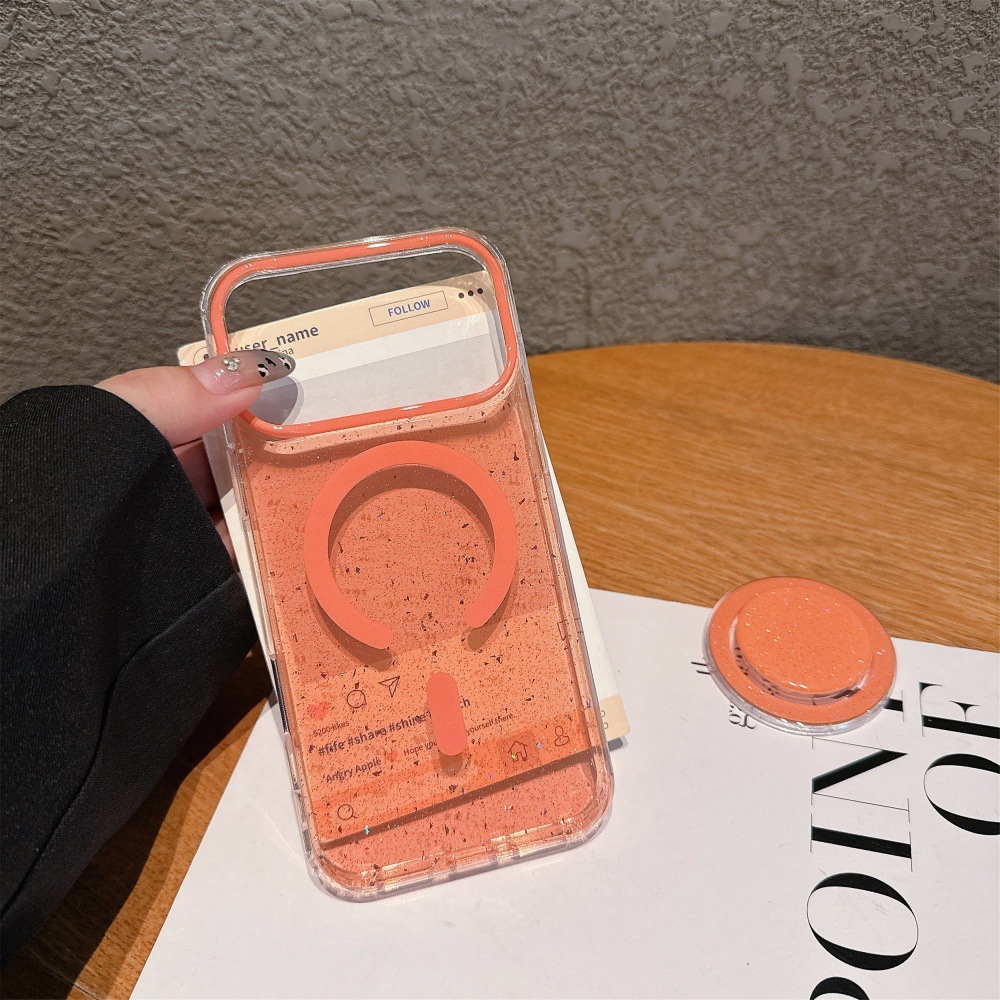 Magnetic Solid Color Phone Case Suitable for iPhone 17 Pro Max Transparent Anti-fall iPhone 16/15 Pro