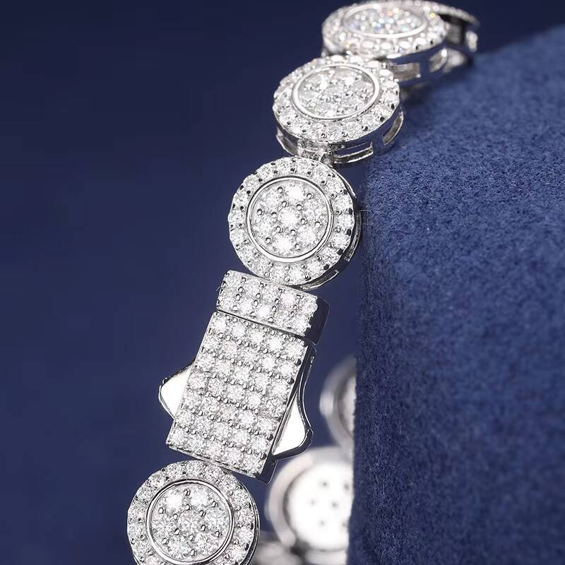 Hip Hop Pass Diamond Tester Bracelet Iced Out Mrice Paved 925 Silver Vvs Moissanite Wholesale Link Chain for Men Women
