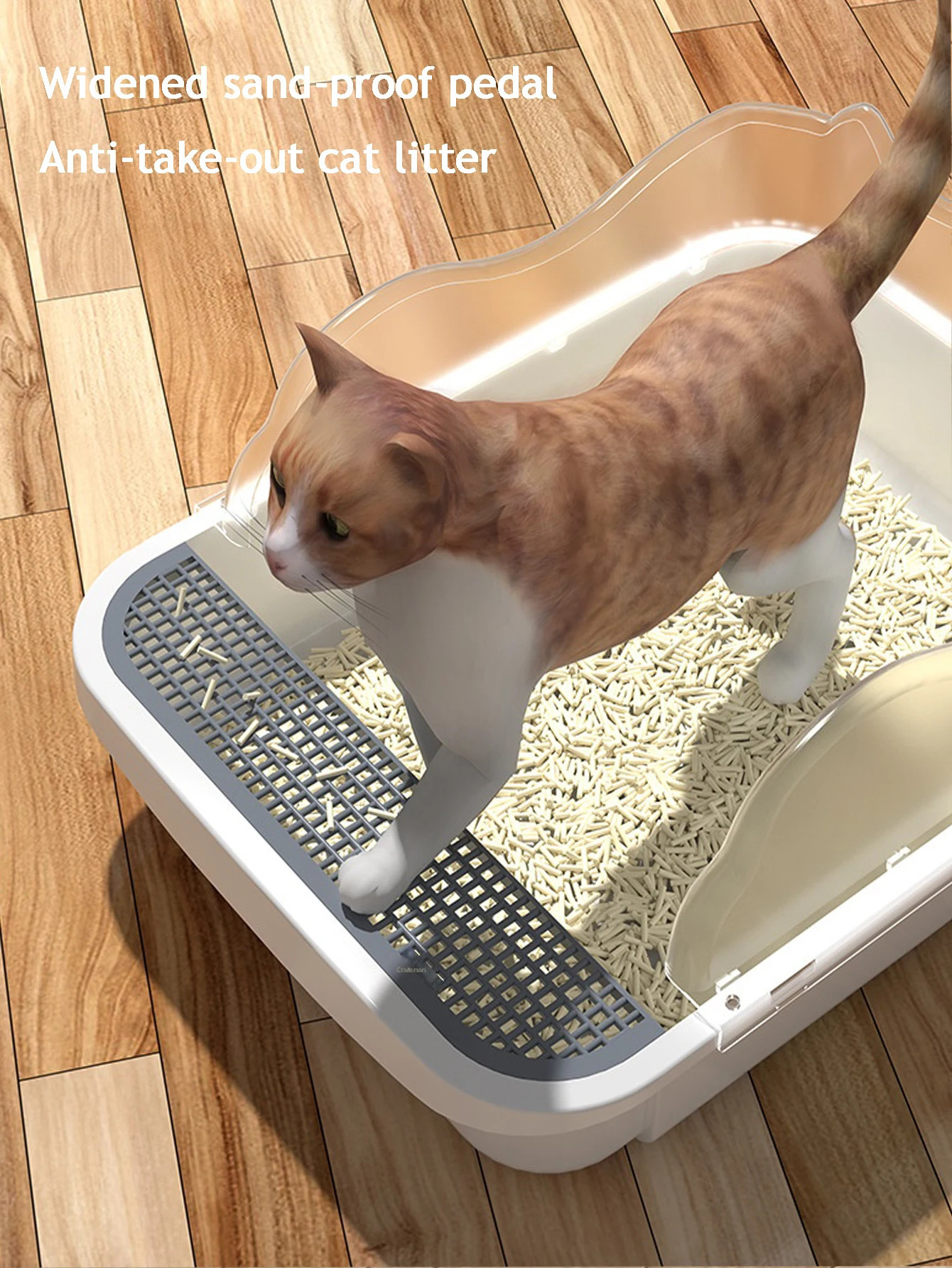 Semi-closed splash-proof litter box with litter scoop stylish semi-open pet litter box for cats easy to care for 250414