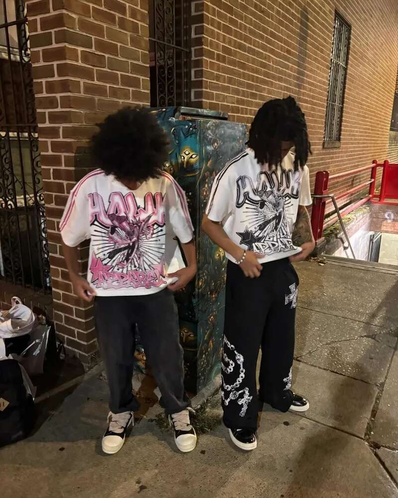 American Brand Haruku Classic Animation Printed Short-sleeved Women Y2k Street Fashion Casual Oversized T-shirt Men