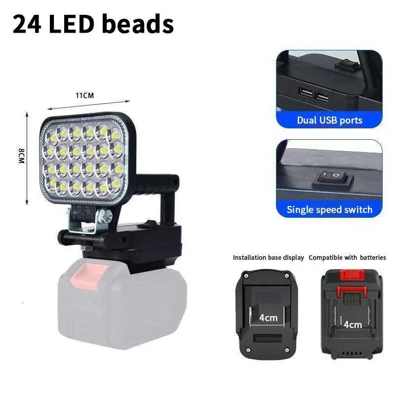1/2 Set Lithium Battery Portable LED Spotlight Ideal for Work Camping and Emergency Situations M251115