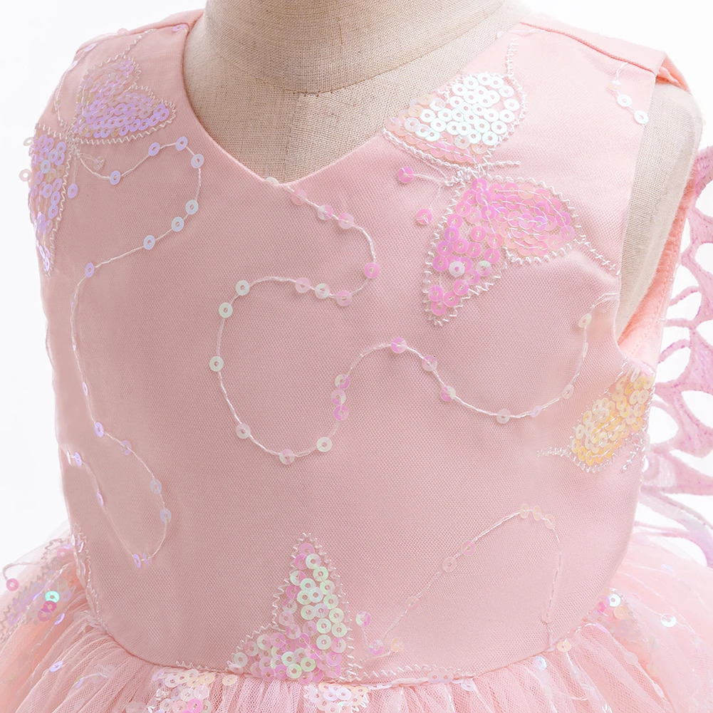 Girls Party Dresses Summer Toddler Kids Girls Clothes Babys Butterfly Decor Mesh Princess Dress Elegant Sleeveless Dress 250415