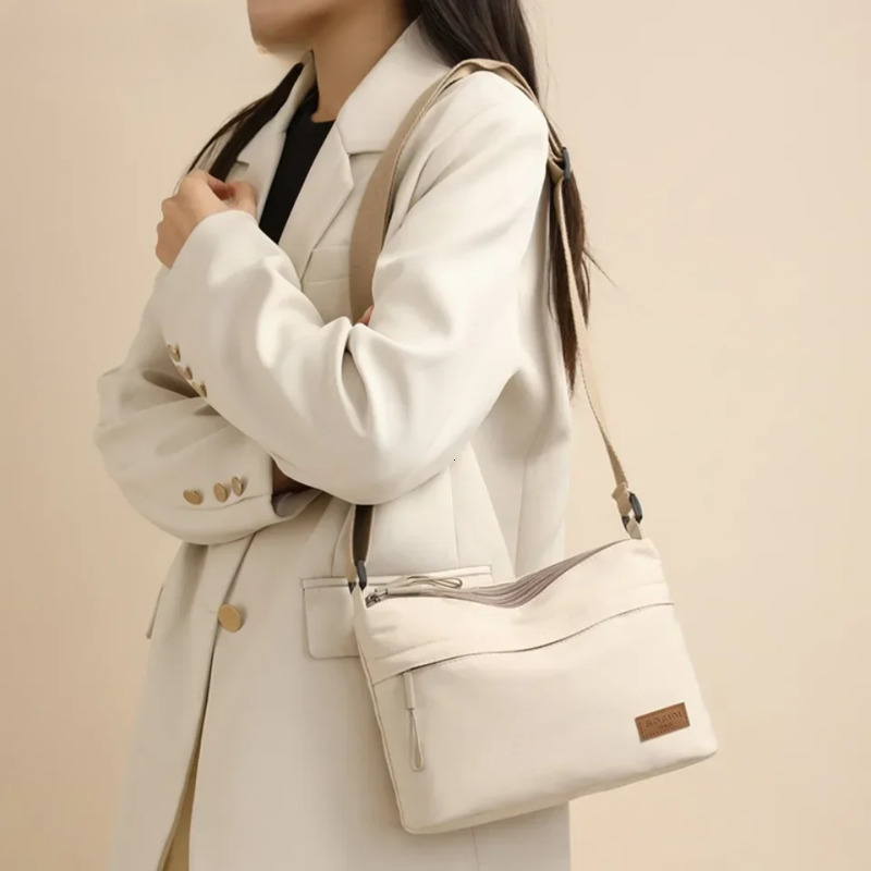 3 Main Pockets High Capacity Shoulder Crossbody Bag Women Multi-Pocket Purse Canvas Handbag Suitable For Mothers Shopping