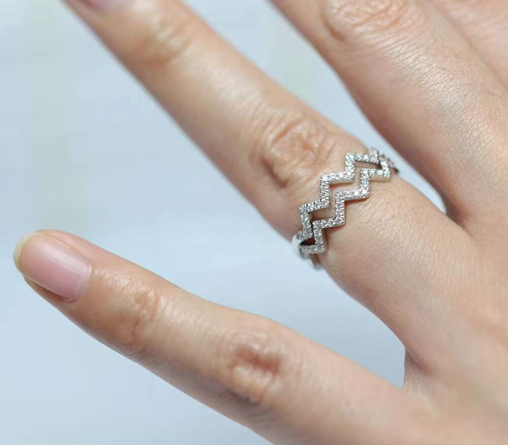 To My Best Friend Highs and Lows Inspirational Ring Adjustable Opening Wave Pattern Moissanite Inlaid Ring Wavy Zigzag Ring Gift