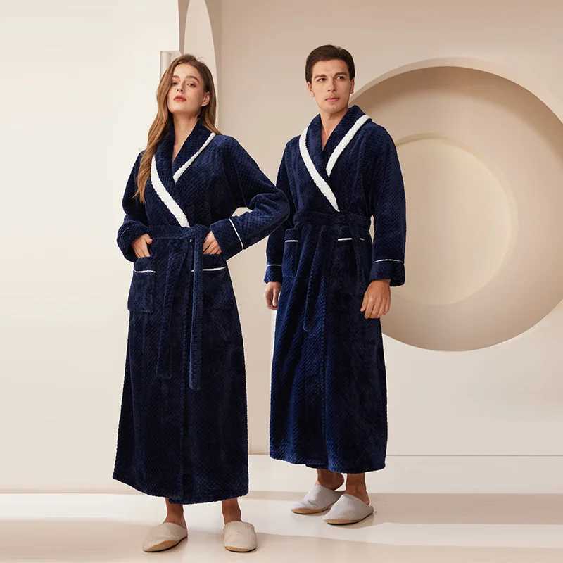 Women Bathrobe Warm Clothes For Hotel Shower Sauna Swimming Pool Soft Flannel Terry Robe Large Size Long Robe For Men Nightgowns C251115