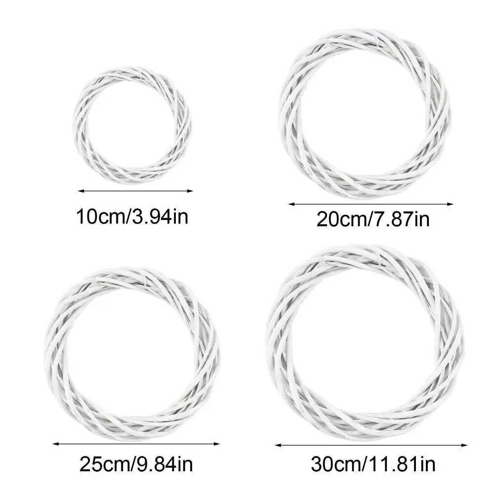 10-30CM Christmas Rattan Ring White Wreath Garland Hanging Vine Ring DIY Craft Xmas Ornaments Xmas Party DecorationsM251115