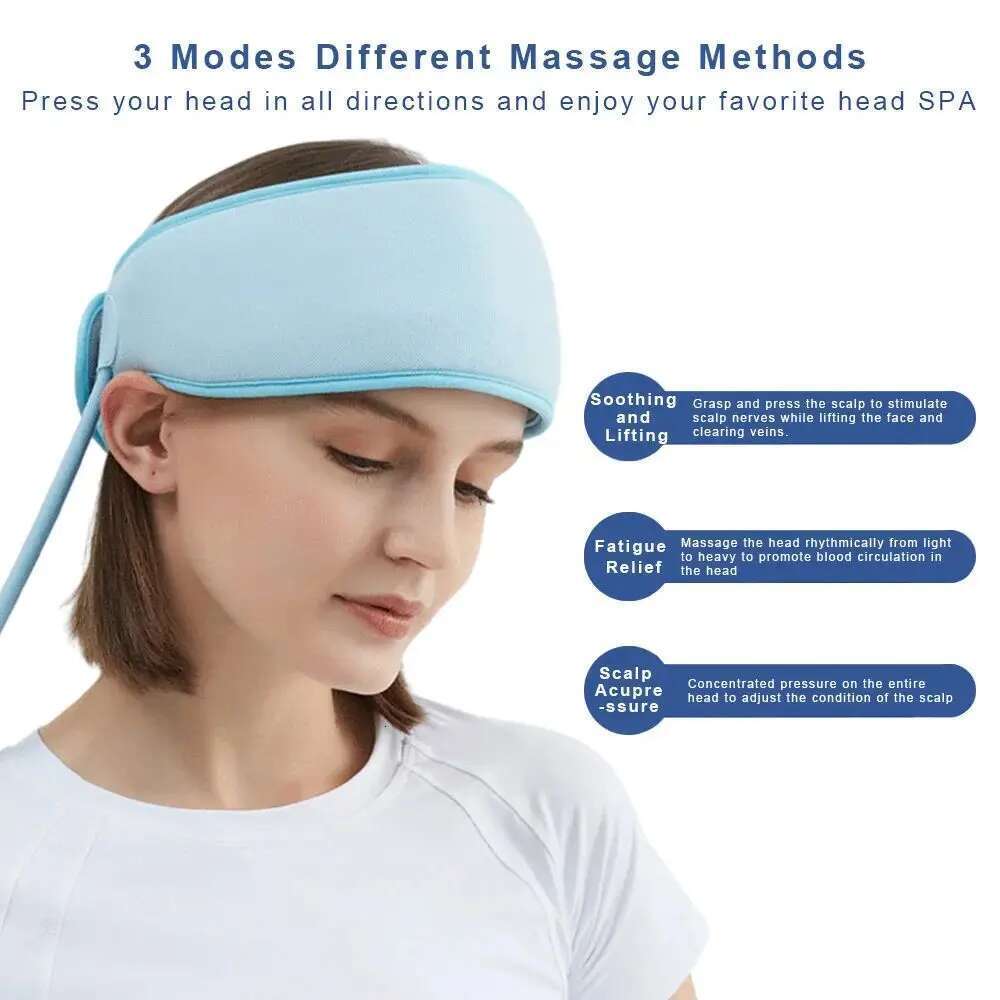 Jinkairui Sleep Aid Head Massager Airbag Wrapping Cap Scalp Massage Instrument with Air Compression Relaxation Rechargeable Use
