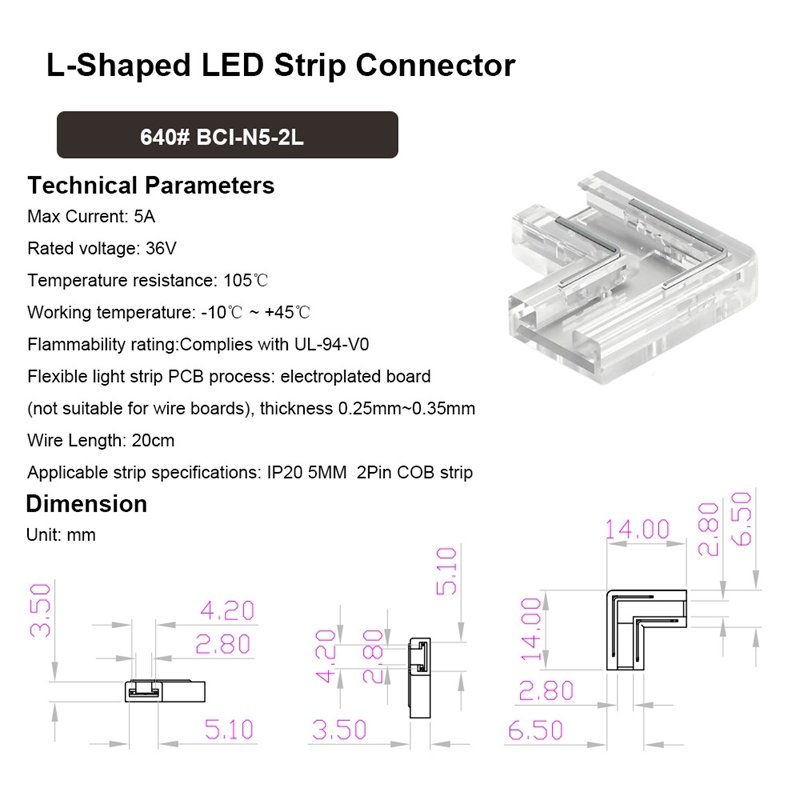 SMD/COB LED strip Connectors solder-free connector 2pin 12V 24V LED crystal connector