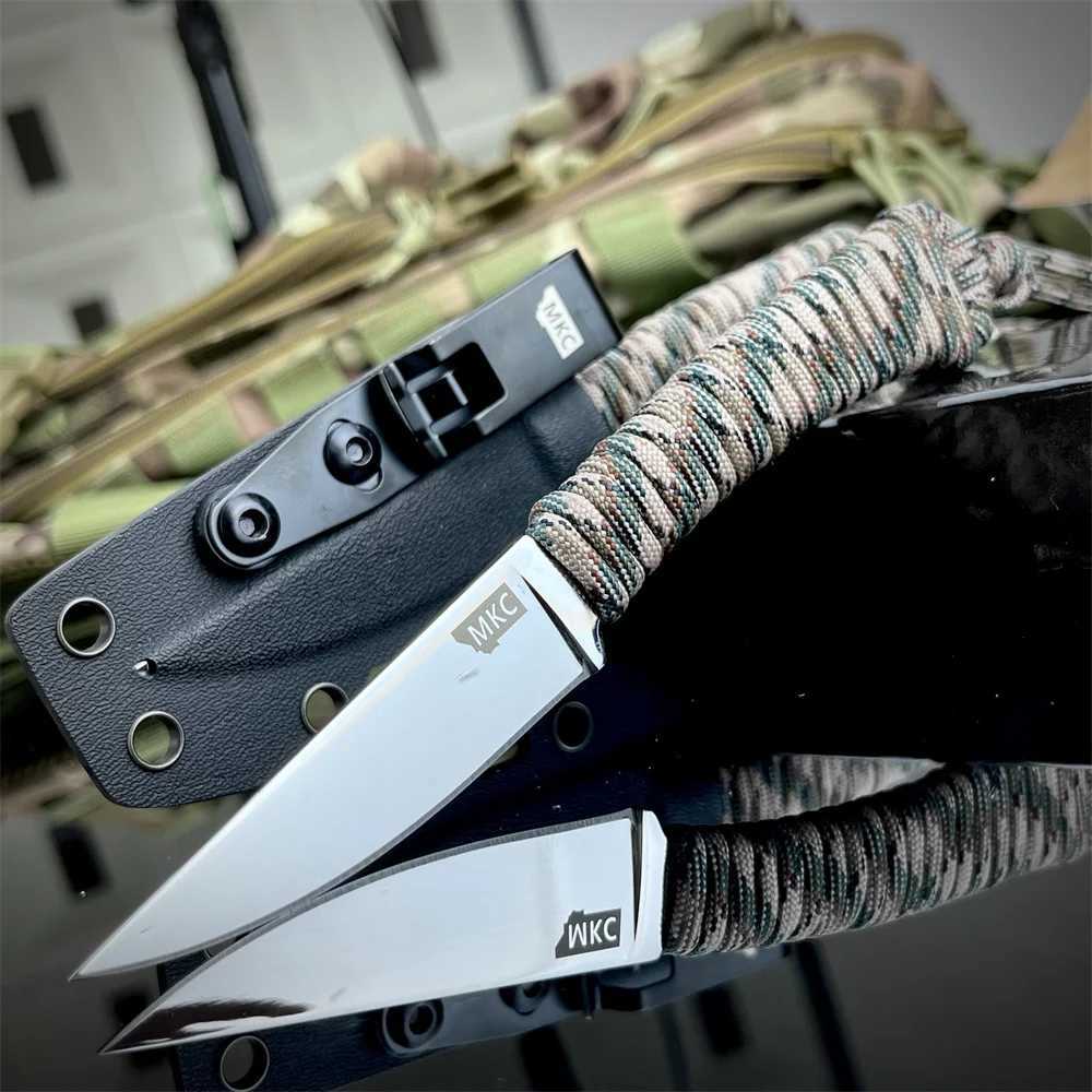 New high-quality MKC straight knife 440C blade nylon rope handle outdoor camping hunting knife cutting toolXJ250415