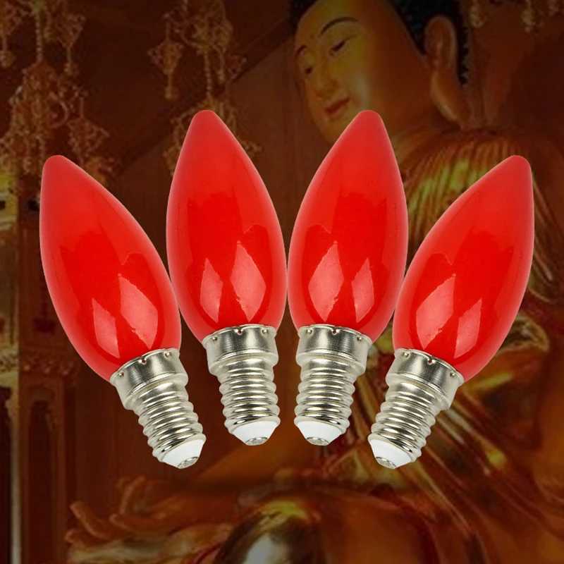 YY1Pc 2025 LED Altar Bulb E12/E14 Red Candle Buddha Lamp Temple Decorative Lamp Buddha Bead Lamp LED Candle Bulb Home Decor C251115