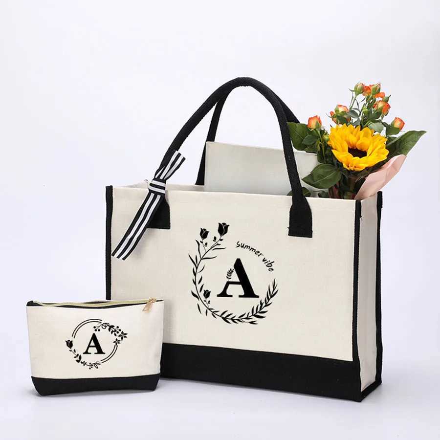 Alphabet Printing Large Capacity Womens Handbag Fashion 100 Canvas Handbag Daily Handbag Shoulder Son Mother Bag Set W250415