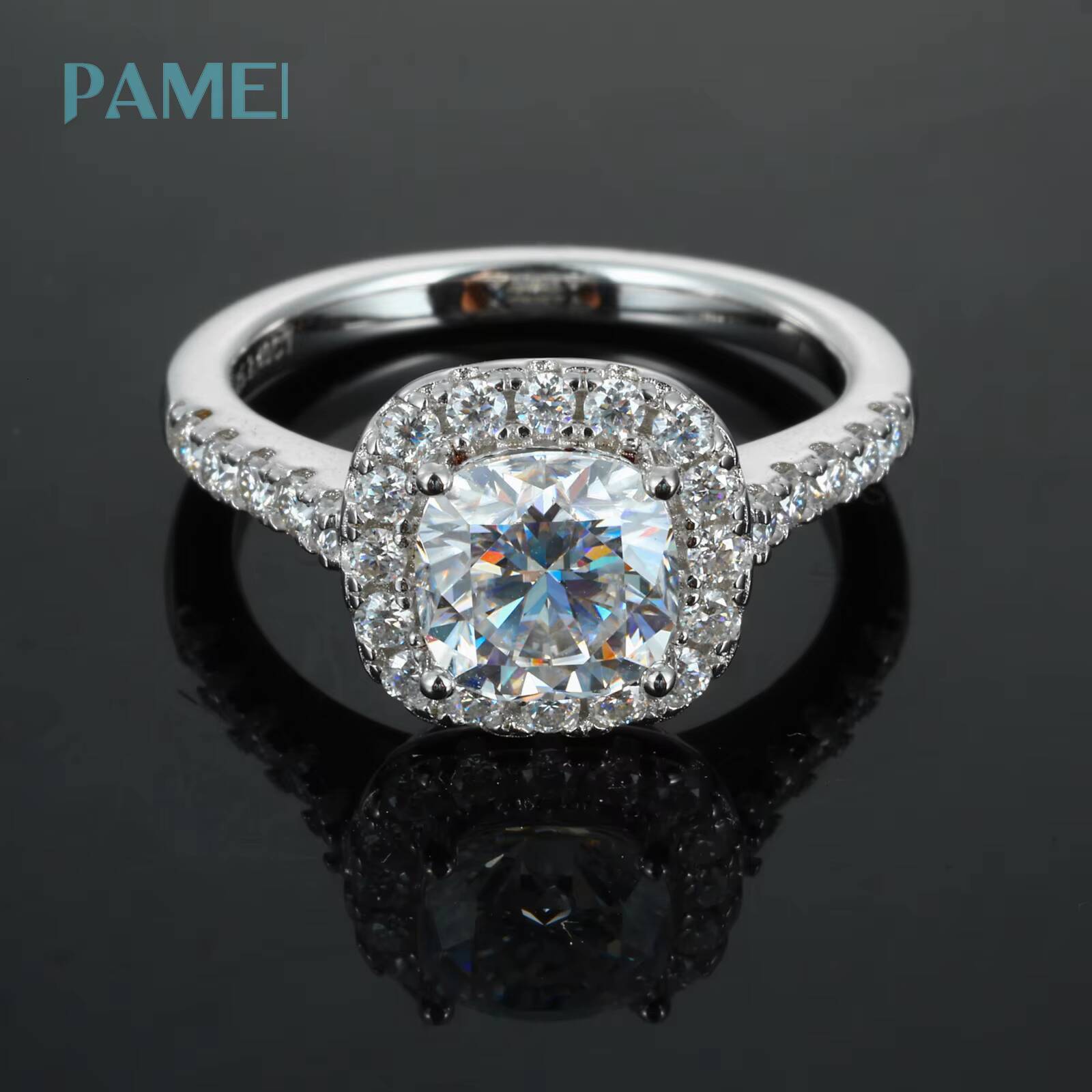 Pass Diamond Tester Moissanite Diamond Rings GRA Certificate 925 Sterling Silver VVS Moissanite Halo Engagement Ring for Women