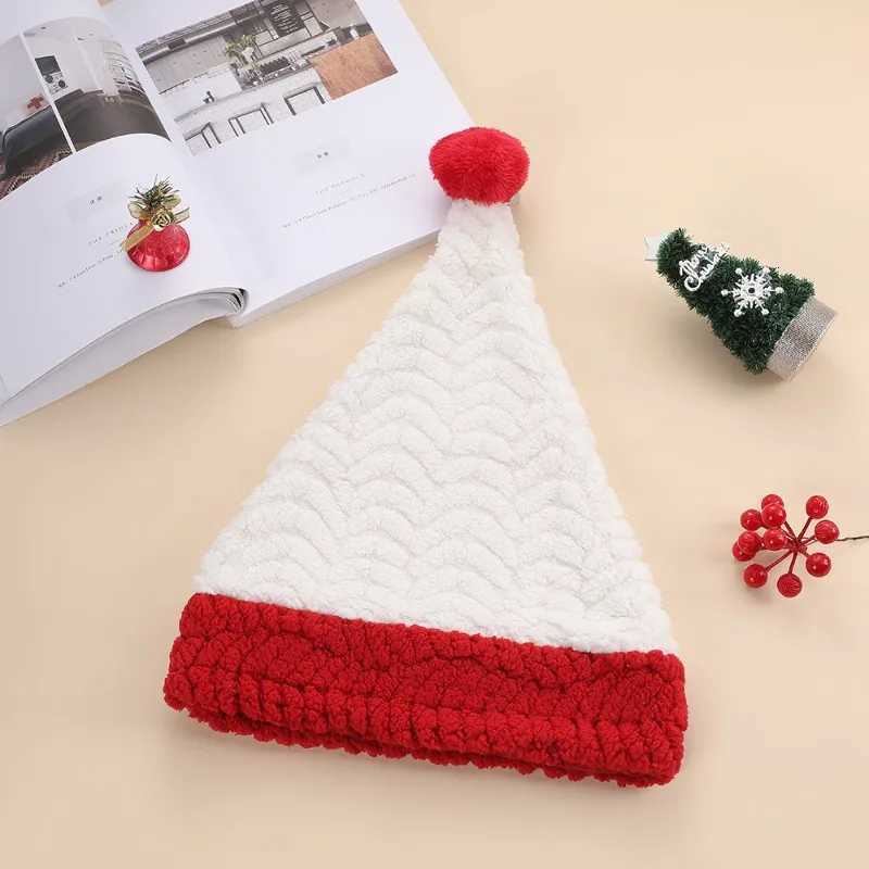 2PCS Christmas Knitted Hat Santa Hats for Adults and Kids Beanie Couple Santa Hat New Year Party Kids Gift Christmas Decoration Y251115