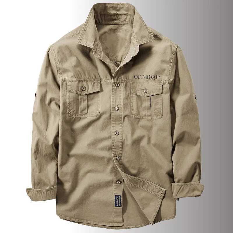 Mens Spring Multiple Military Tactical Shirt Ma Autumn Breathable Shirt Long Seven Work Camisa Cargo Shirt W250415