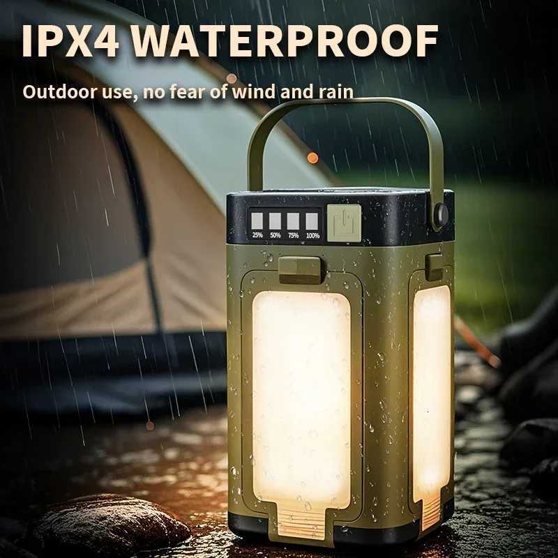 Solar Outdoor Portable Camping Light Solar Charging Foldable 2000mah Power Bank Intelligent Display Portable Hanging Tent Light M251115