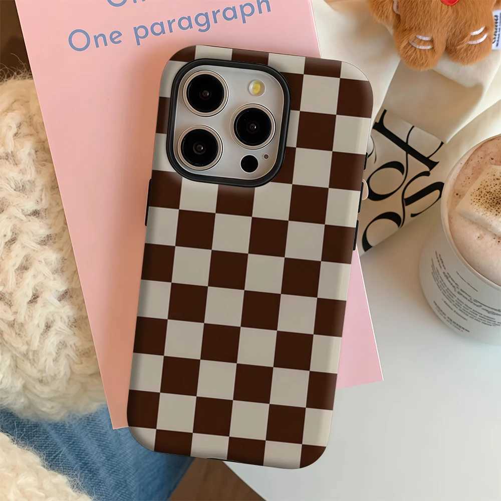 Brown and Beige Checkerboard IPhone17 Must-Haves Phone Case for IPhone 17 16 15 14 13 12 11 Pro Max Plus Double-layer Back Cover H251115