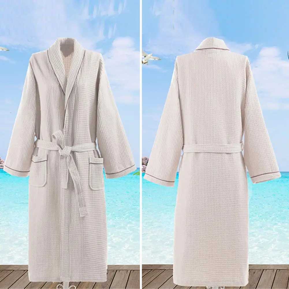 Unisex Shower Robe V Neck Lace-up Waist Long Sleeve Solid Color Sleepwear Mens Bathrobe Nightgown Hotel Beauty Shower Gown C251115