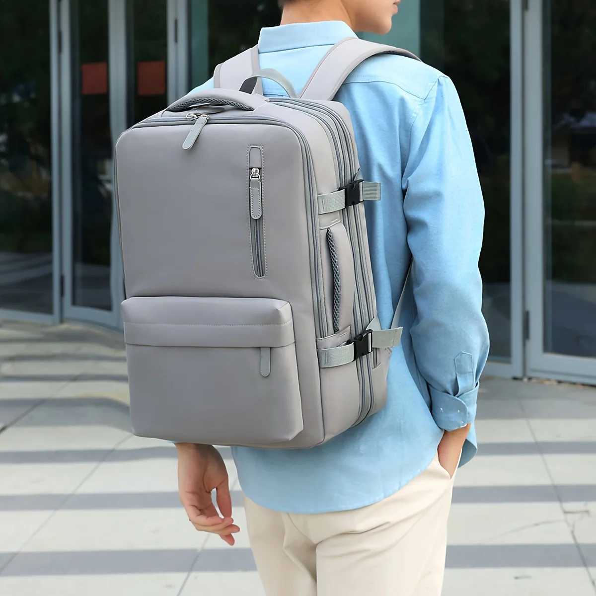 Expandable Backpack Mens Large-Capacity School Bag Business Trip Portable Luggage Bag Backpack College Student Laptop BagW251114