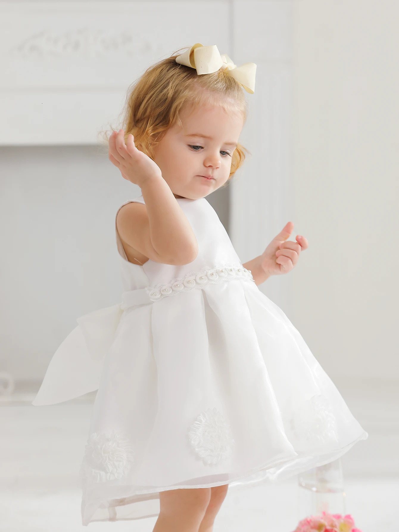 Baptism Dress with Hat born Girls Princess Birthday Party White Baby Dresses Fancy Frock Tutu Dress for Christening 250415