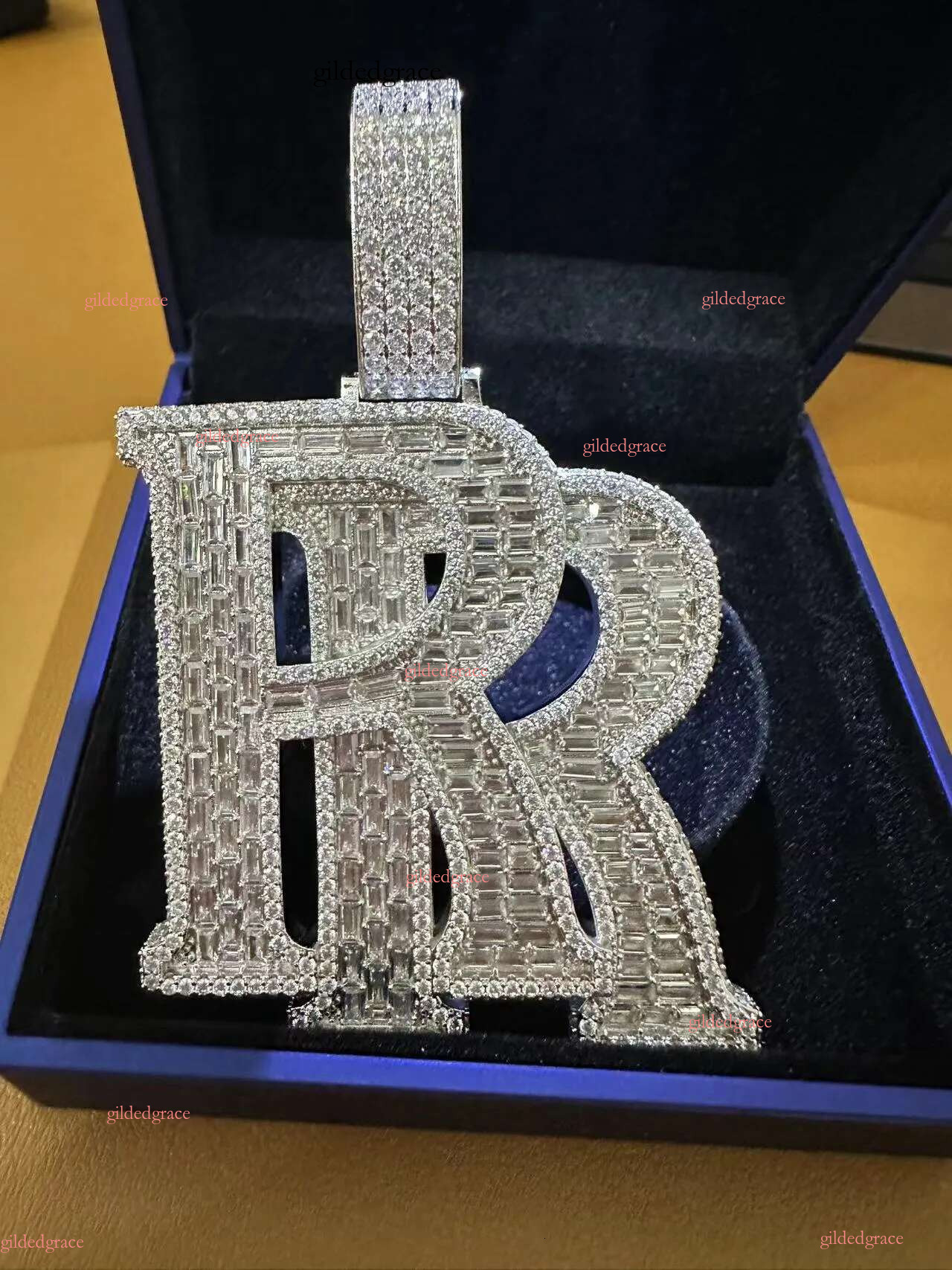 custom pendant cuban Moissanite chain Dia Necklace Iced Out Hip Hop Letter Name Pendant Chain For Men Custom Jewelry