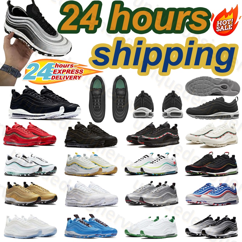 Designer shoes 97 Running Shoes Men Women 97s Pink Sneakers Triple black white Silver Cherry Picnic Gym Running shoes Sneakers 36-45