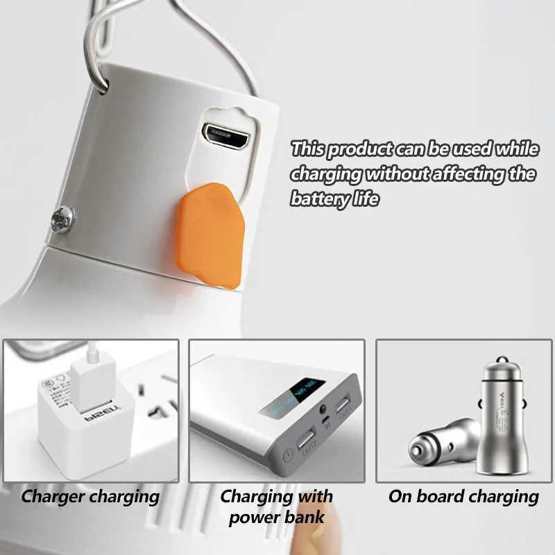 1-5pcs Rechargeable LED Indoor Outdoor Emergency Hook Portable Lights Flashing Lights Barbecue Tent Lantern Camping Lights Bulb M251115